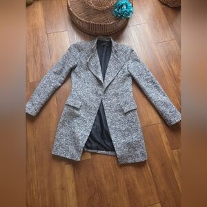 Zara Basic Women's Navy And White Tweed Blazer